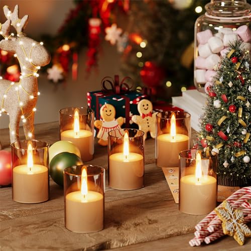 Image of 12Pack Flameless LED Candles with Timer, Battery Operated, Gold, 2 inchx3 inch | Small Pillar & Votive Candle with Realistic Flickering Warm Glow for Centerpieces, Wedding Tables, Holiday, and Home Decor