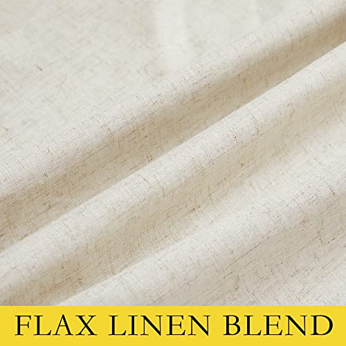 NICETOWN Natural Full Blackout Boho-Chic Linen Curtains 90 inch Long 2 Panels Set for Cafe Window, 34 inch Wide, Thick Linen Blend Drapes, Insulated Window Covers Draperies with White Backing - image 8