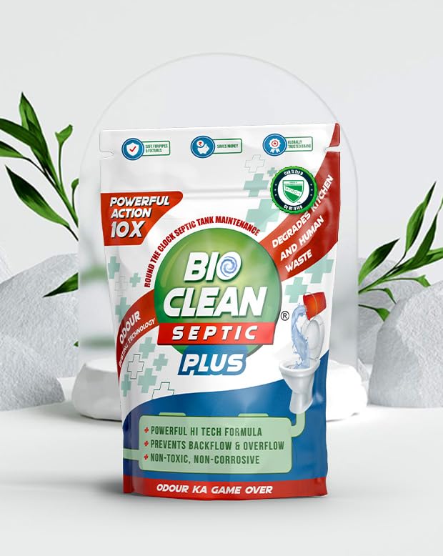 Plus Septic Tank Cleaning Powder 10X Powerful| Degrades Septic Tank Sludge Buildup| Septic tank cleaner bacteria for odour removal| Septic tank treatment powder| Pack of 1(250gm)