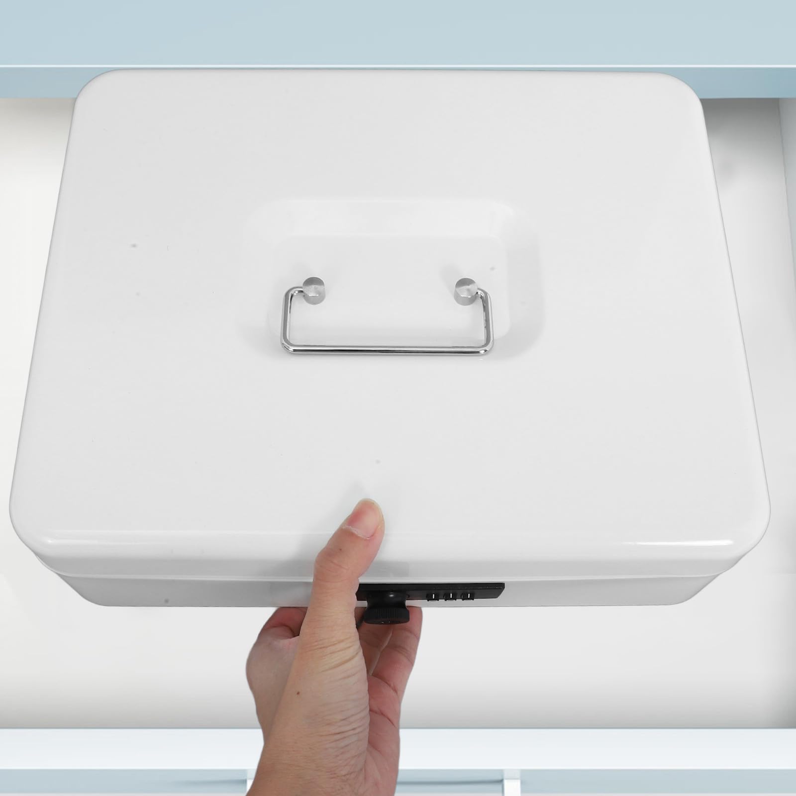 PRETYZOOM Cassaforte Portamonete Password in Ferro Bianco Grande