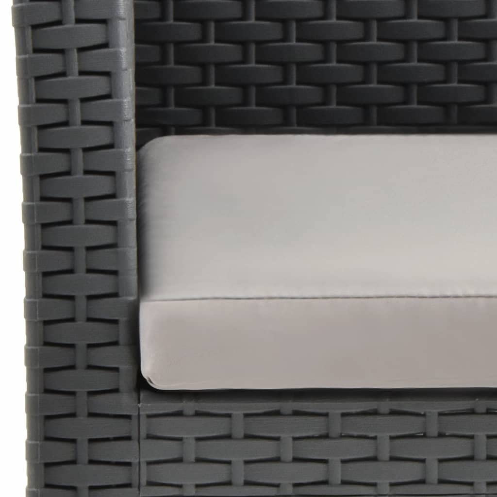Krzesło ogrodowe z poduszką antracytową 63x65x76 cm, fotel z polipropylenu rattanowego, ergonomiczne oparcie i zaokrąglony podłokietnik, zdejmowany i nadający się do prania pokrowiec