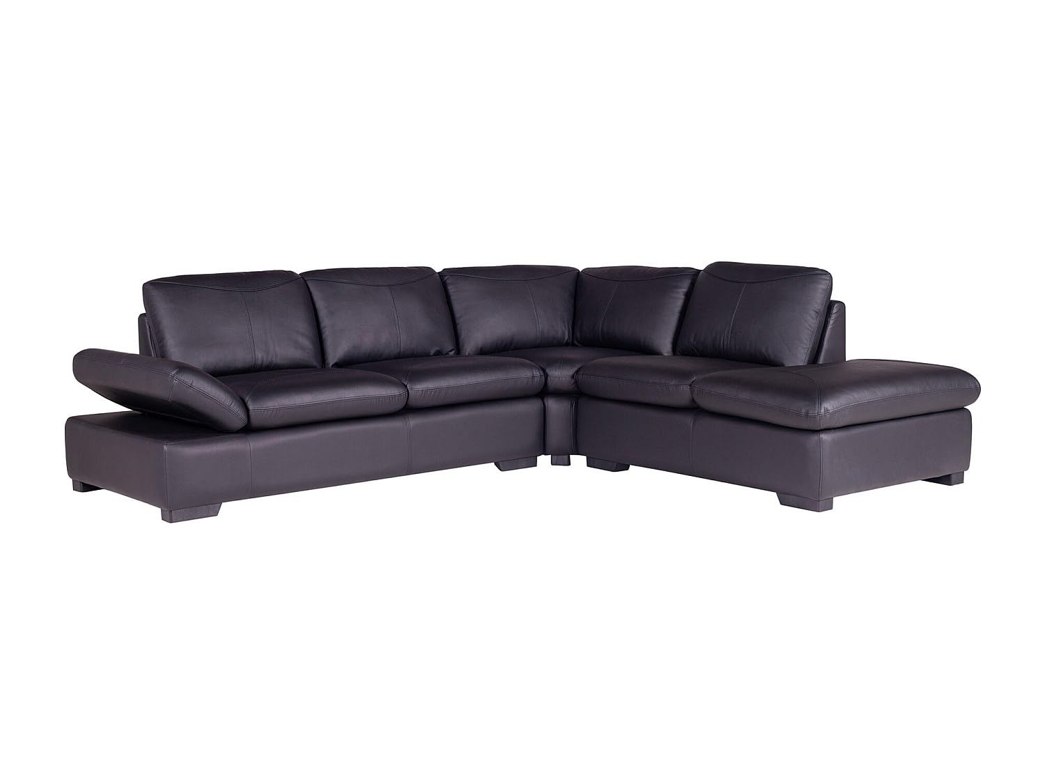 Vente-unique - Canapé d'angle en Cuir Onyx II - Noir - Angle Droit