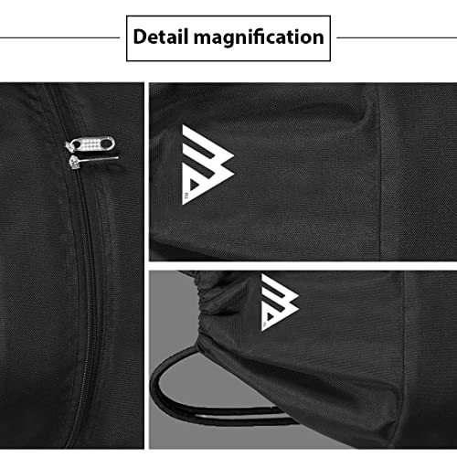 WESTWOOD FOX WFX Tasche mit Kordelzug, wasserdicht, Sport, Fitnessstudio, Rucksack für Damen und Herren, PE-Beutel, Außentasche, Reißverschluss, Schule, Strand, Urlaub, Schwimmen (Black)