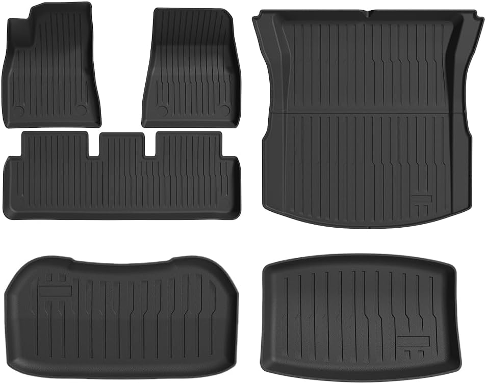 Tesla 2024-2026 Model 3 Highland 6PCS Full Set Customized TPE Floor Mat, Front Trunk Mat, Rear Trunk Mat (6PCS Set Model 3 Floor mats)