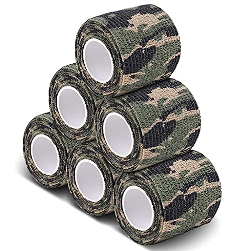 Ruban de camouflage auto-adhésif de 2 pouces - Lot de 20 bandages élastiques pour chasse