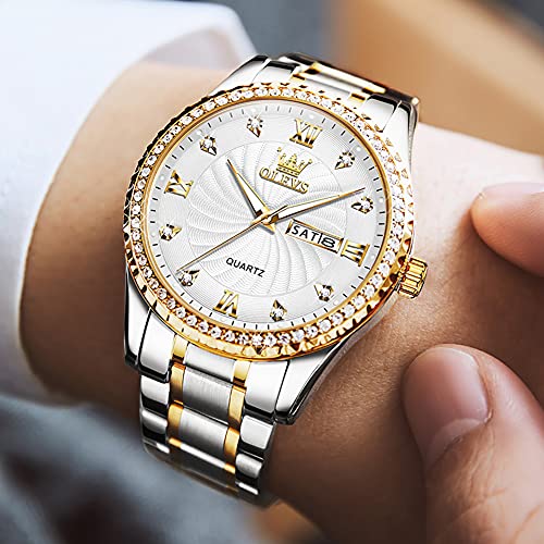 Image of OLEVS Mens Watches Chronograph Luxury Dress Moon Phase Stainless Steel Male Wrist Watch