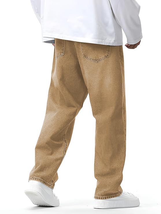 Image of INKKR Men Jeans||Regular Straight Fit Jean's||Loose Fit High Rise Denim Cotton Jeans||