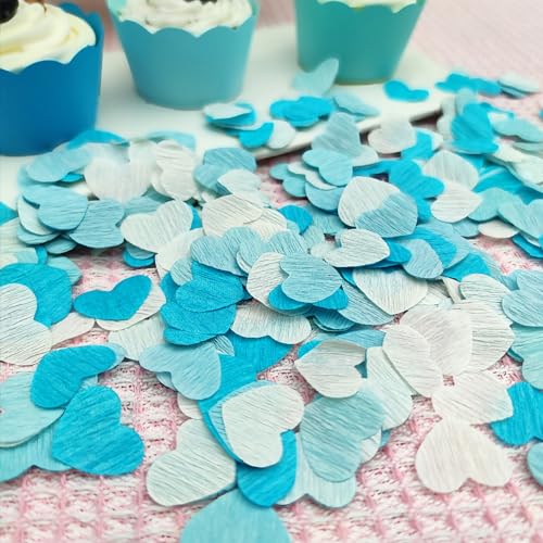 Image of Blue White1 inch Heart Confetti for Table Decor for Baby Shower Men's Birthday Graduation Wedding Kids Boys Baby 1st Birthday Tea Party Decorations 1000Count