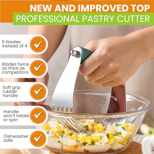 Image of Spring Chef Large Dough Blender For Baking - Pro Pastry Blender, Pine Green