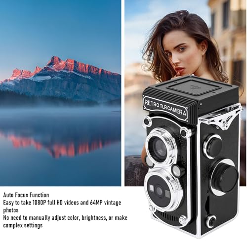 Dpofirs Cámara Digital Vintage Retro TLR 64MP 1080P Negro miniatura 4