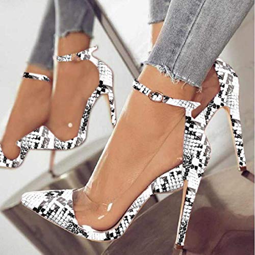 Ermonn Womens High Heels Clear Stiletto Pumps Pointed Toe Ankle Strap Wedding Dress Summer Shoes - Image 3
