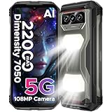 DOOGEE V Max S (2025) 5G Unlocked Rugged Phone,Dual Camping Lights,22000mAh Battery,Android 14,24GB+256GB/TF 2TB Rugged Smartphone,108MP+16MP,6.58”FHD+120Hz IPS Screen,Dual Unlock/NFC/WiFi6(Tarnish)