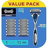 Máquina de Afeitar Wilkinson Sword Hydro 5 Skin Protection Regular de 5 Hojas y bandas lubricante con Provitamina B5 para Hombre con 13 recambios