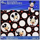 EK Success Mickey Mouse Black/White/Red Paper Pack, 10 Sheets, 2 Each/5 Textured Papers
