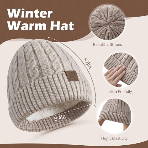 Warmiehomy Winter Hat Beanie Scarf Touchscreen Gloves Set for Women, 3 in 1 Set with Knit Warm Long Neck Scarves Cap Gloves2