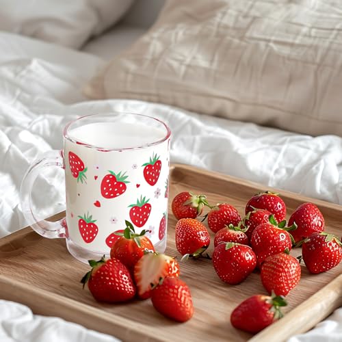 Taza de vidrio con diseño de fresa 12 oz miniatura 4