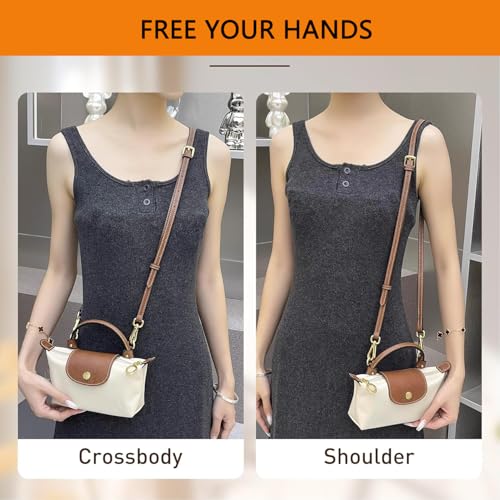 Image of 2Sets Purse Strap and Organizer Compaitible with Longchamp Lepliage Mini Bags, Felt Lightweight Small Bag Organizer Insert, Anti-Slip Adjustable Punch-Free Purse Straps Replacement Crossbody