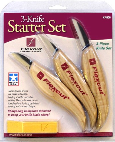 FLEXCUT Schnitzmesser/Skulptur Set: KN12, KN13, KN14 - Gelb, Legierter Stahl, Holzgriff