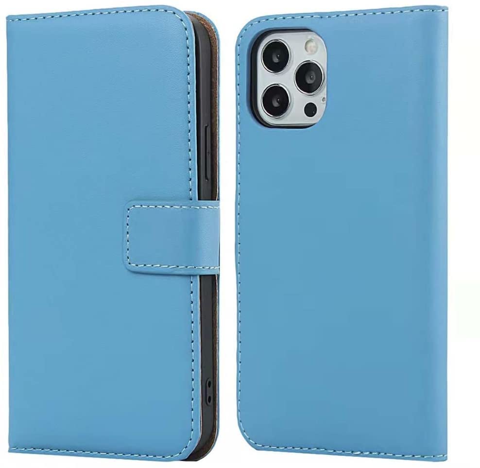 Housse iPhone 12 Pro cuir anti choc bleu avec rangement de carte