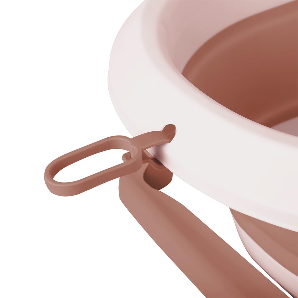 Vasca da bagno con supporto stabile, termometro integrato, tappetino da bagno e cuffia da bagno, pieghevole e antiscivolo, adatta per neonati e bambini (rosa)