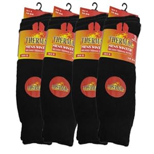 3 Pairs Mens Short Black Thermal Socks 6-11