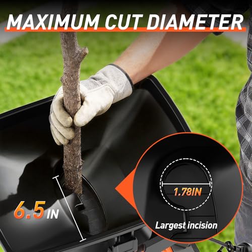 Image of MAXLANDER 15-Amp Electric Wood Chipper Shredder, 1.78-Inch Cutting Capacity, 15:1 Reduction Ratio, Yard Mulcher with 50L Collection Bin, Corded Garden Shredder for Branches & Twigs