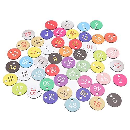 Hztyyier Etiquetas de Número de 50 Uds., Etiquetas de Número de ABS Duraderas Multicolor Redondas, Suministros de Ganado para la Cría de Animales de Apicultura (1-50)