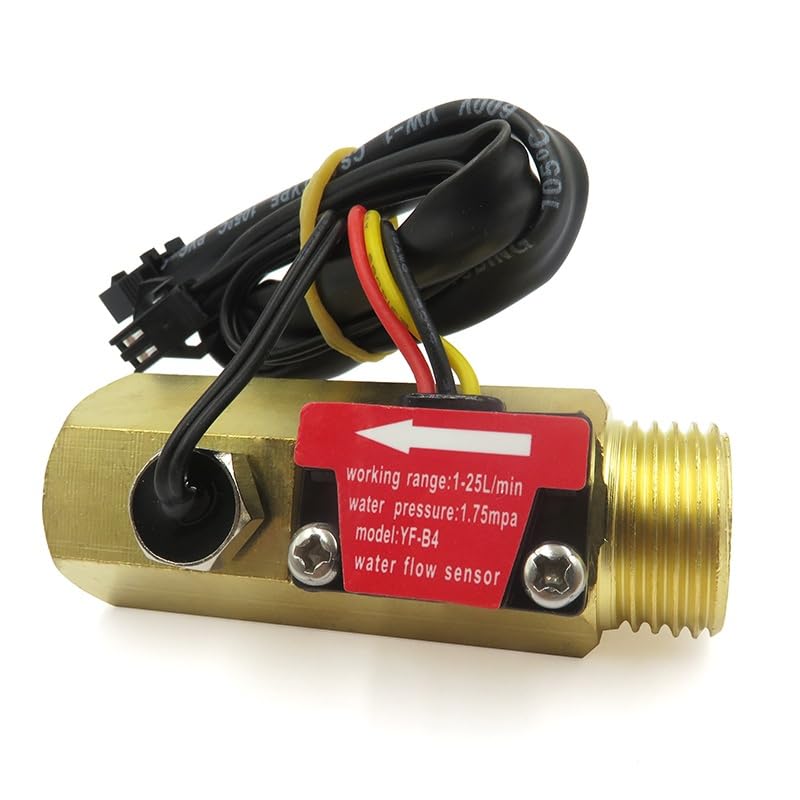 Sensor de flujo de agua DN15, latón, 1.75MPa, Sensor Hall, pulso, 1/2 ", caudalímetro de turbina DC5~18V con detección de temperatura