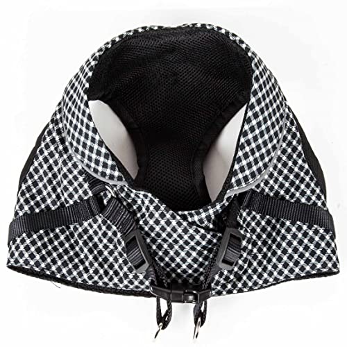 Pet Life Peitoral para cães ajustável e respirável com malha quadriculada reversível e respirável, P