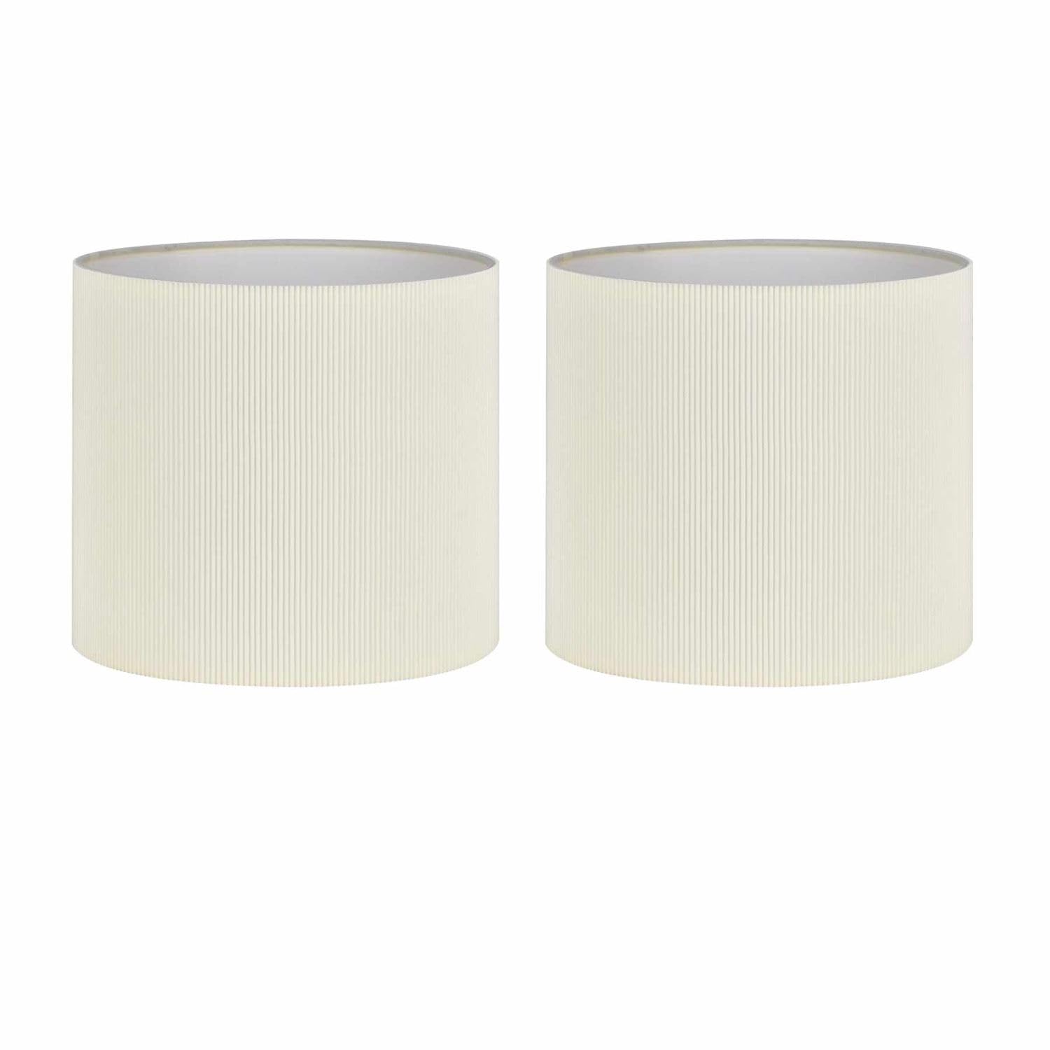 Firstchoicelighting White Set Of 2 Table Lamp Shades, Lampshades For Table Lamp Or Bedside Light, Modern Micropleat Design, Diameter 15Cm