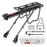 VARUN Mountainbike Gepäckträger Aluminium Verstellbarer Lastenrad Gepäckträger bis 50kg Schnellbefestigung mit Reflektor für 24 bis 29 Zoll Fahrräder