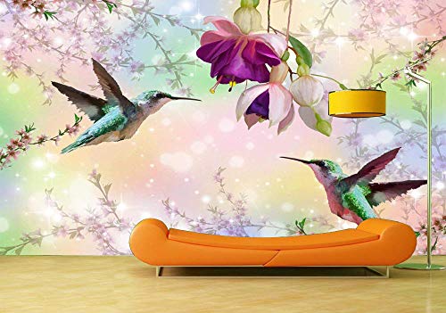 Papier peint 3d oiseau géant et fleurs décoration murale salon