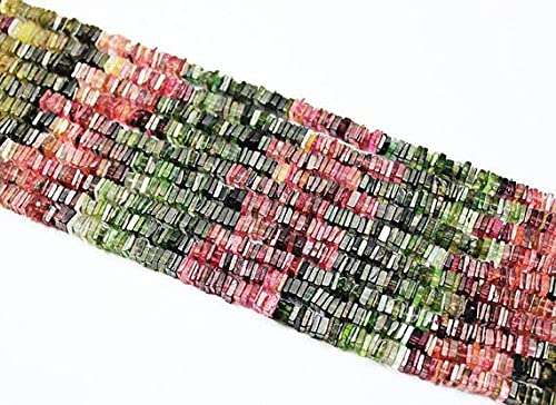 Perles tourmaline multicolore 5mm LKBEADS cube Heishi pour création de bijoux DIY