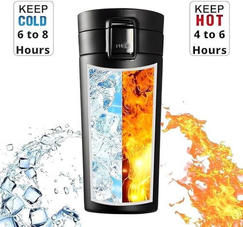 Image of Stainless Steel Coffee Mug 500 Ml Double Wall Travel Thermos Tea and Coffee Mug Bottle Tumbler with Lid Strainer Hot & Cold for 6 Hours