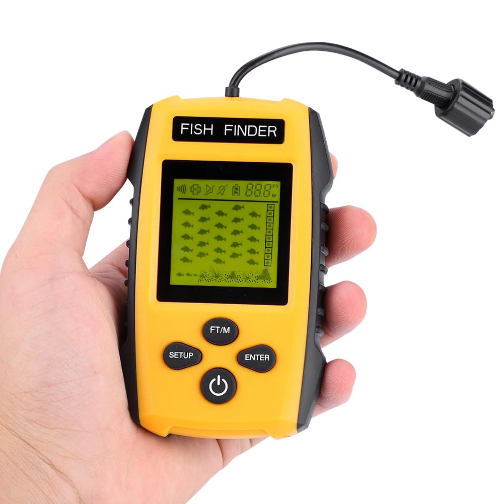 Sonda de pesca portátil con transductor de sensor de sonar y pantalla LCD . Accesorio de pesca .