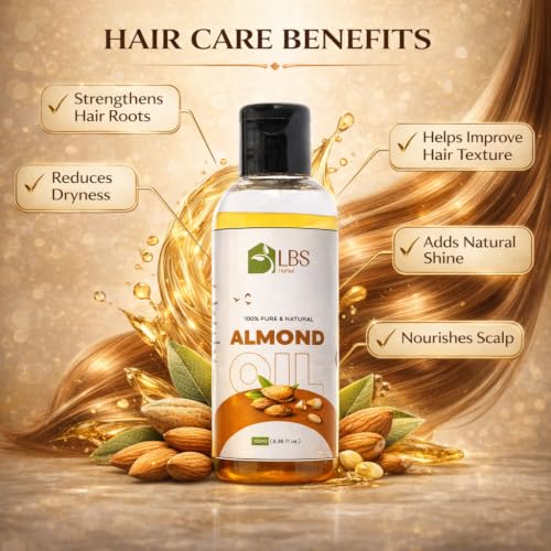 Image of Pure Sweet Almond Oil 100% Extra Virgin Cold Pressed | Natural Carrier Oil for Hair, Skin & Body Massage | Deep Moisturizing Hair Oil for Soft & Healthy Looking Hair | 100ml (Pack of 2)