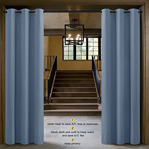 Image of NICETOWN Stone Blue Door Curtain for Doorway Privacy, Curtains 84 Inch Length, Room Divider Curtain Cover, Blackout Temporary Insulated Closet Curtain for Bedroom Closet (1 Panel, 5ft Wide)