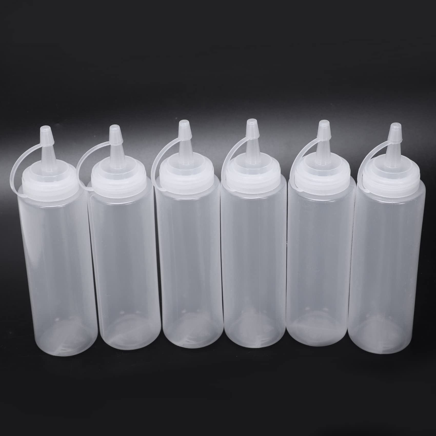 24X Bottiglie di Olio di Cruet di Ketchup di Plastica Bianca della Salsa di Compressione 8Oz