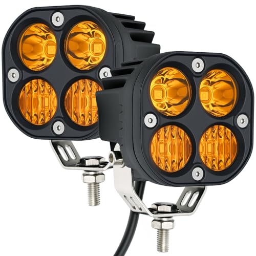Szdystar 2-Pack 40W 3Inch Yellow Combo Beam LED Pod Light - Bright Off-Road Driving Fog Lights,...