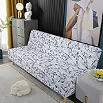 Printed Futon Cover Stretch Sofa Bed Slipcovers Full Twin Queen Size Armless Couch Loveseat Protector Covers with Elastic Bottom for Living Room Bedroom Furniture (Jian Qiu) - Image 4