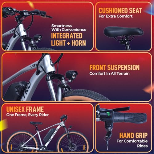 Image of Hero Lectro Y3+ 27.5T 7 Speed Electric Cycle | 250W Motor | 7.8Ah Battery | Speed Upto 25 Kmph | Range Upto 40 KM on PAS | External Battery | 98% Assembled Cycle | Silver