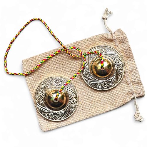 Tingsha tibetano de bronce profesional con bolsa de almacenamiento, platillos curativos, campanas para reiki, terapia de sonido, meditación budista, campana de yoga, manjira floral en relieve, apto