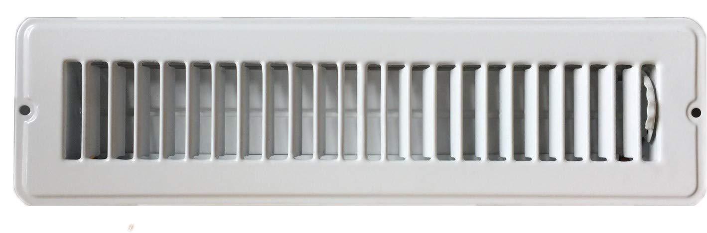 RV and Home White Stamped Steel Floor Diffuser/Register with Damper 12" X 2" (Duct Opening Size) Outside Dimension 13.5"x 3.75"