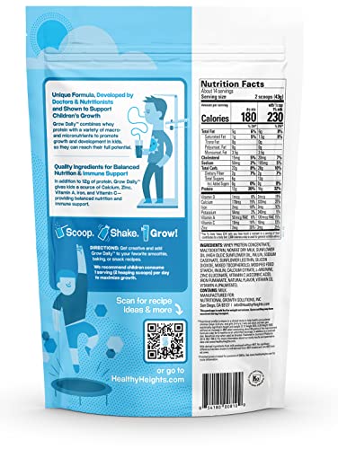 Healthy Height Grow Daily Protein Powder (Plain) - Developed by Pediatricians - High in Protein Nutritional Shake - Contains Key Vitamins & Minerals with No Added Sugar - Image 3