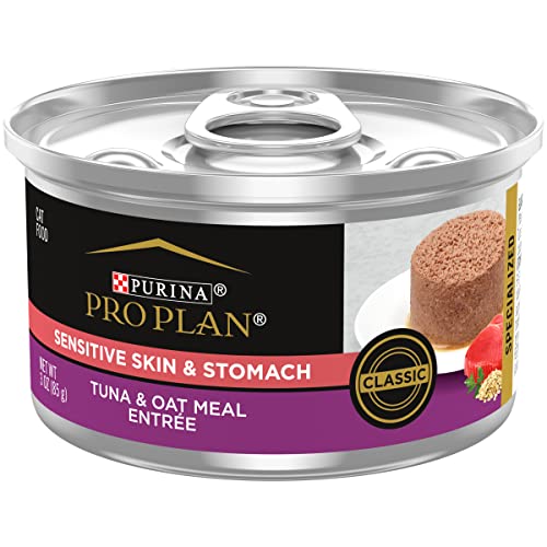 Purina-Pro-Plan-Sensitive-Skin-and-Stomach-Cat-Food-Tuna-and-Oat-Meal-Entree-Pack-of-24-3-oz-Cans Purina Pro Plan Sensitive Skin and Stomach Cat Food, Tuna and Oat Meal Entree - (Pack of 24) 3 oz. Cans - Image 1