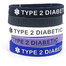 COLORFUL BLING 5 PCS Blood THINNER Diabetic Type 1/2 Rubber Medical Alert ID Emergency Bracelet Warning Silicone Wristband Bracelets for Women Men
