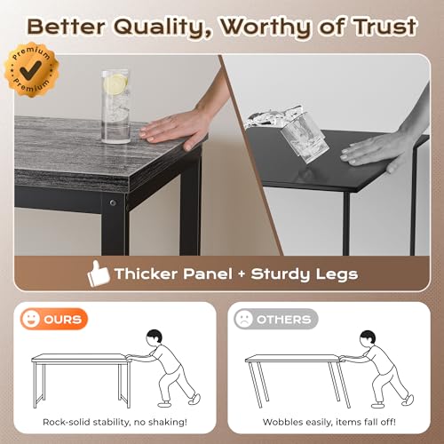 Image of Huuger 55 x 24 inch Desk with Power Outlets & USB-C, Deeper & Thicker Desktop, Robust Metal Tubes, Computer Desk, Heavy Duty Office Desk, Work Gaming Desk for Home Office, Grey