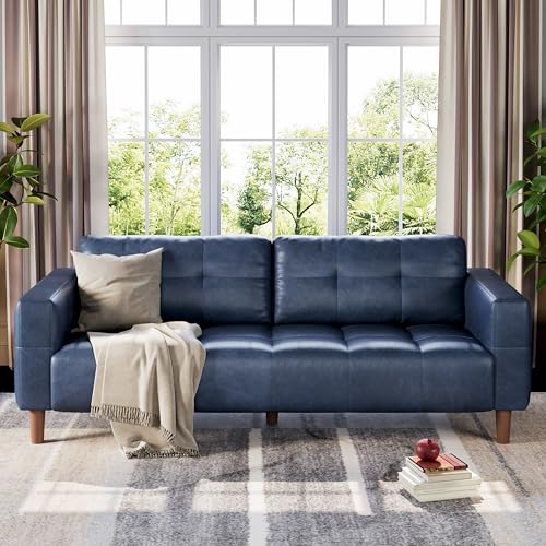 Image of GarveeHome 3-Seater Sofa Couch, 83 inch Wide Faux Leather Couch with Deep Seats