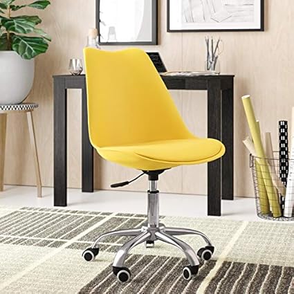Finch Fox Height-Adjustable Stylish Modern Rotary Arm Office Chair for Salon, Spa, Bar, Medical, Kitchen, Doctor Stool Chair Yellow Color