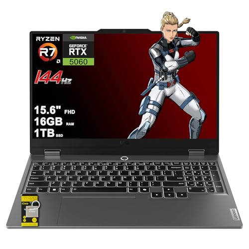 Image of Lenovo LOQ Gaming AI Laptop 15.6 inch FHD IPS 144Hz (100% sRGB G-SYNC) AMD Octa-core Ryzen 7 250 16GB RAM 1TB SSD GeForce RTX 5060 DLSS4 (572 AI Tops) Backlit Nahimic 5MP Privacy Camera Win11 ICP Hub